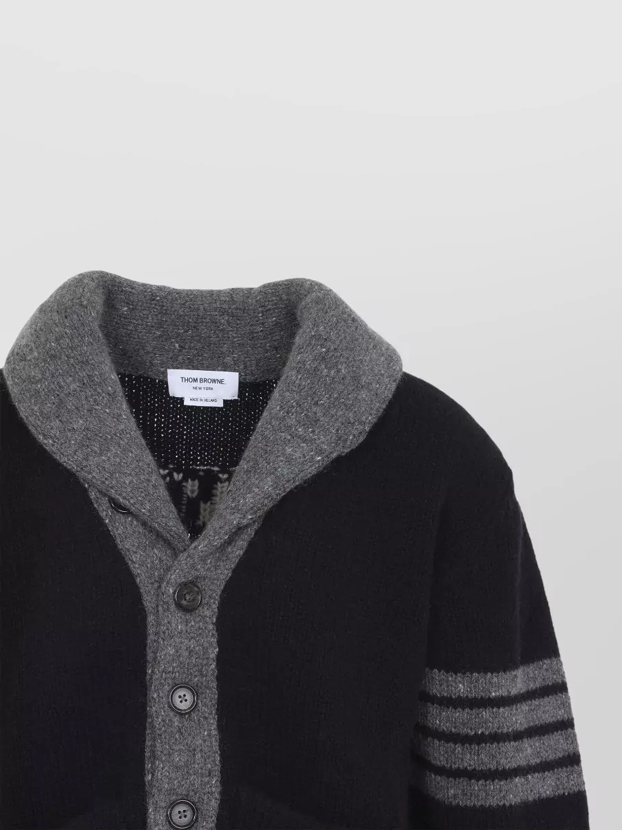 Thom Browne Merino Wool Hooded Ribbed Cardigan
