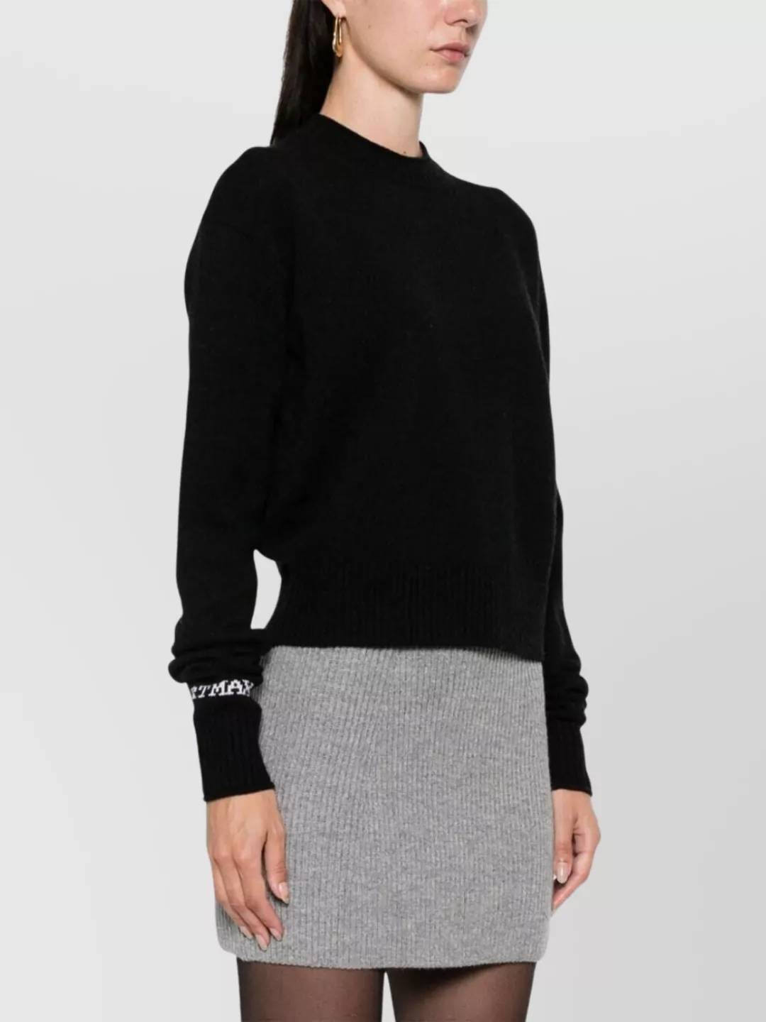 Sportmax Long Sleeve Ribbed Dress With Crew Neck