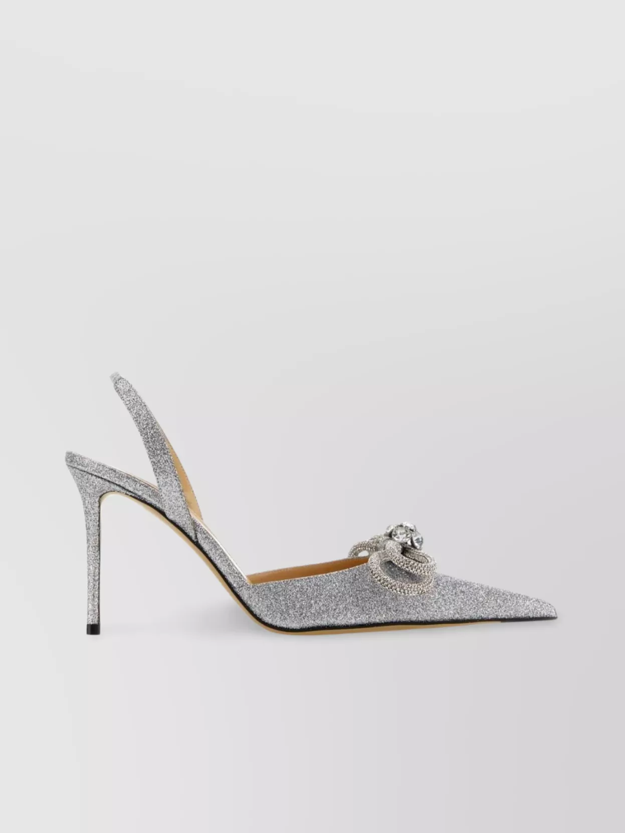 Mach&mach Fabric Pumps With Embellished Detail And Glitter Finish In Silver