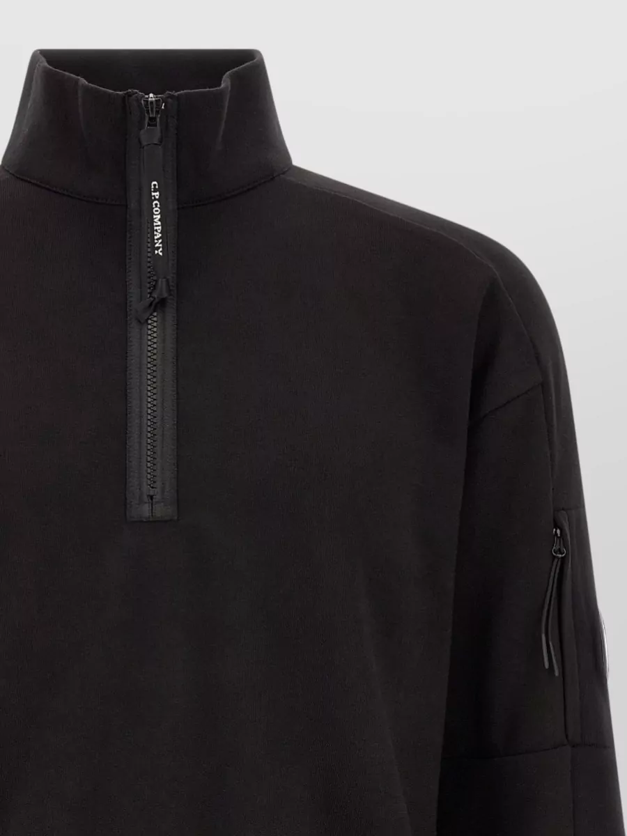 C.p. Company Cotton High Neck Half Zip Sweatshirt
