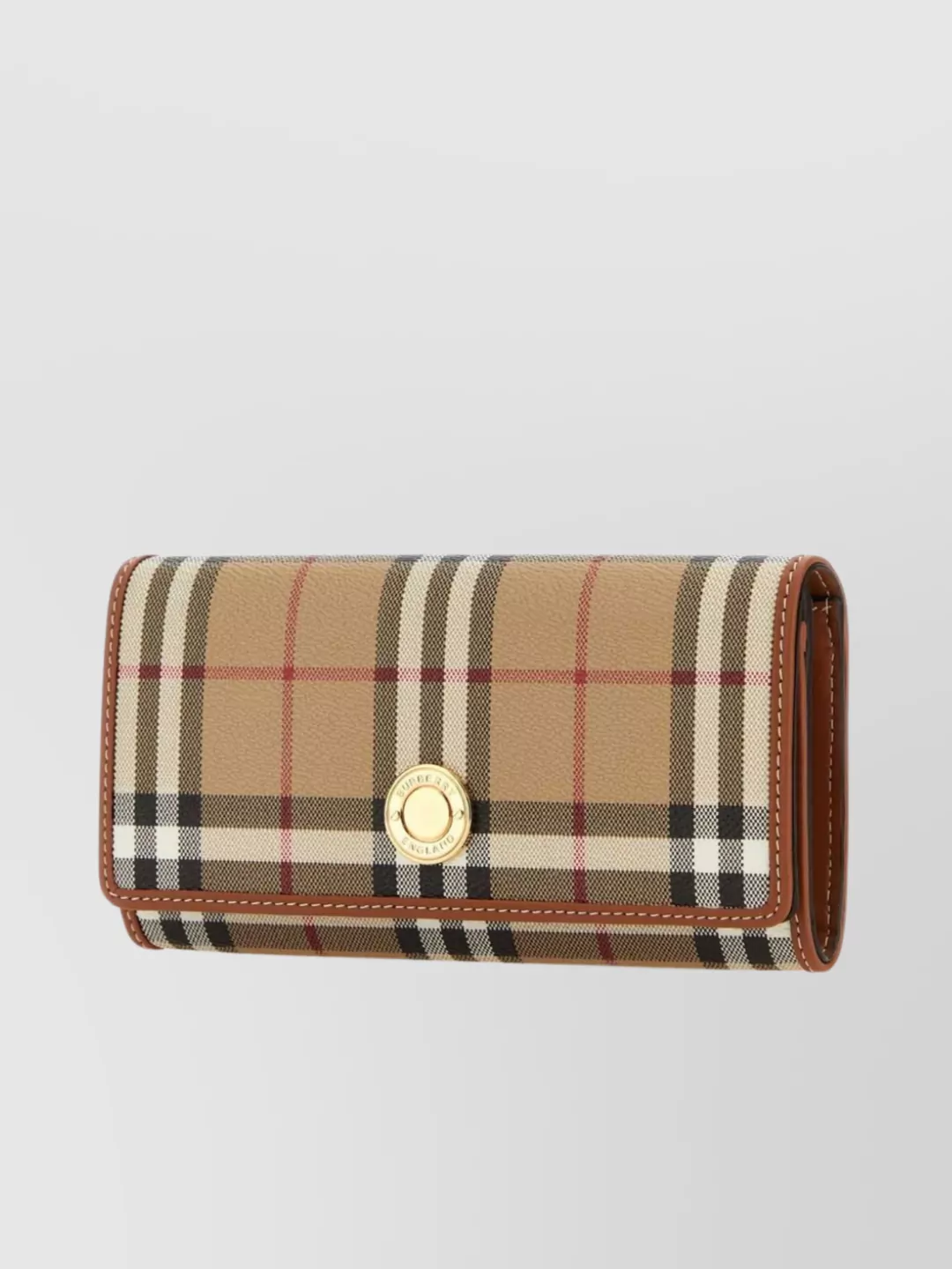 Shop Burberry Checkered Canvas And Leather Continental Wallet