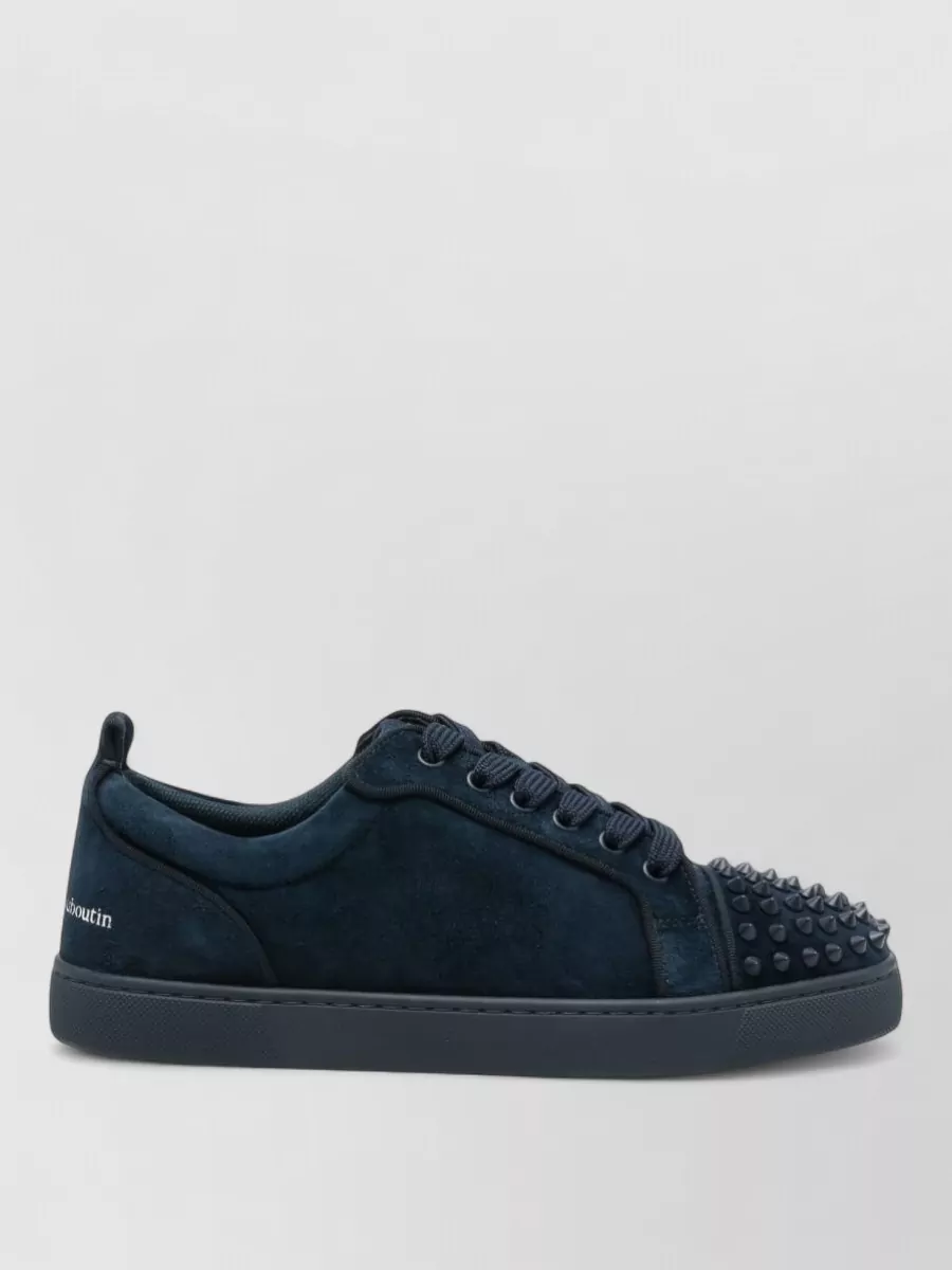 Christian Louboutin Leather Spike-Embellished Lace-Up Sneakers