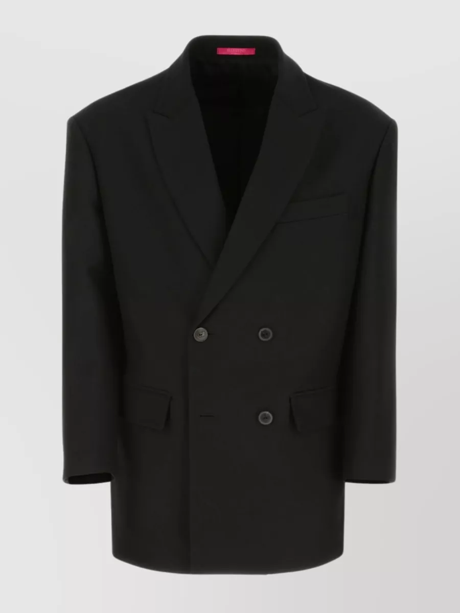 Shop Valentino Sophisticated Wool Blend Jacket In Black