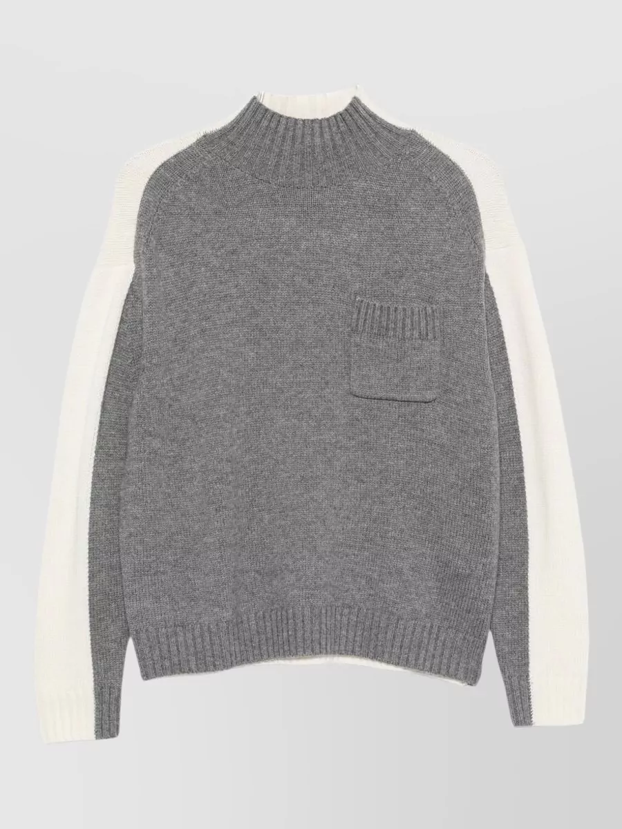 Semicouture Cashmere ribbed high-neck two-tone knitted sweater