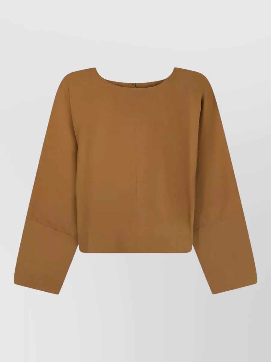 Soeur Cropped long-sleeve cotton blouse