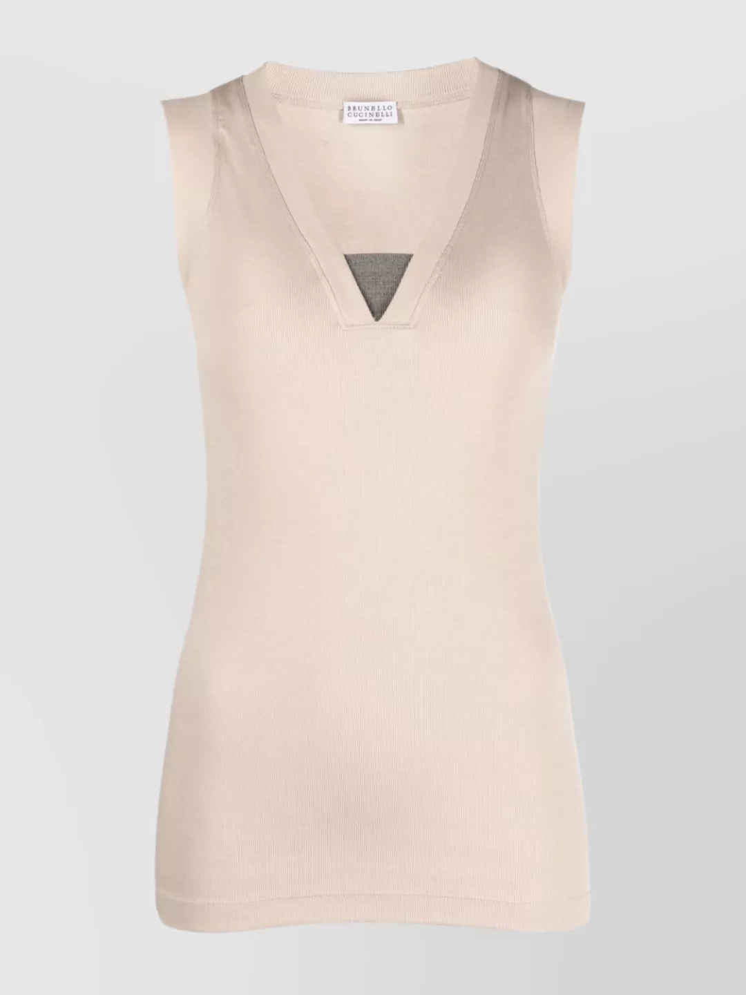 Brunello Cucinelli Stretch Cotton Sleeveless V-neck Tank Top In Neutral