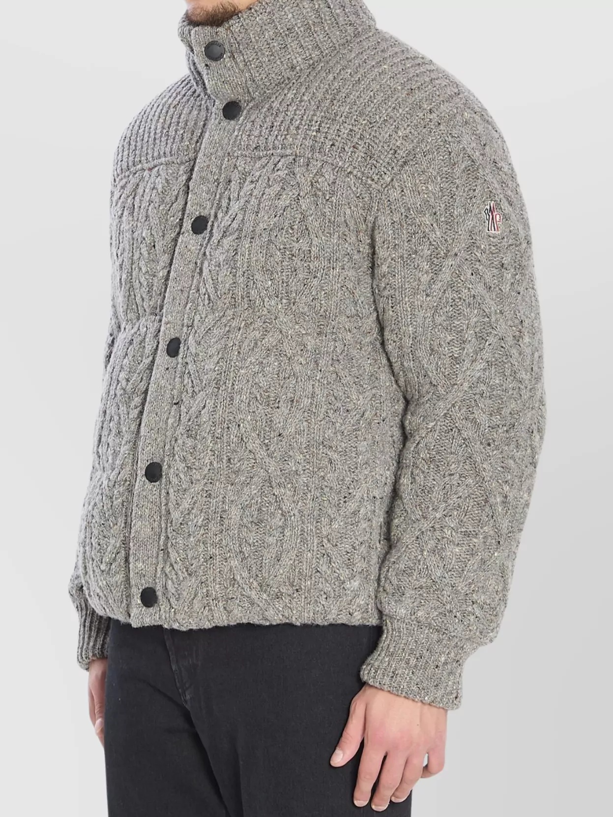 Moncler Grenoble Cable Knit High Collar Cardigan
