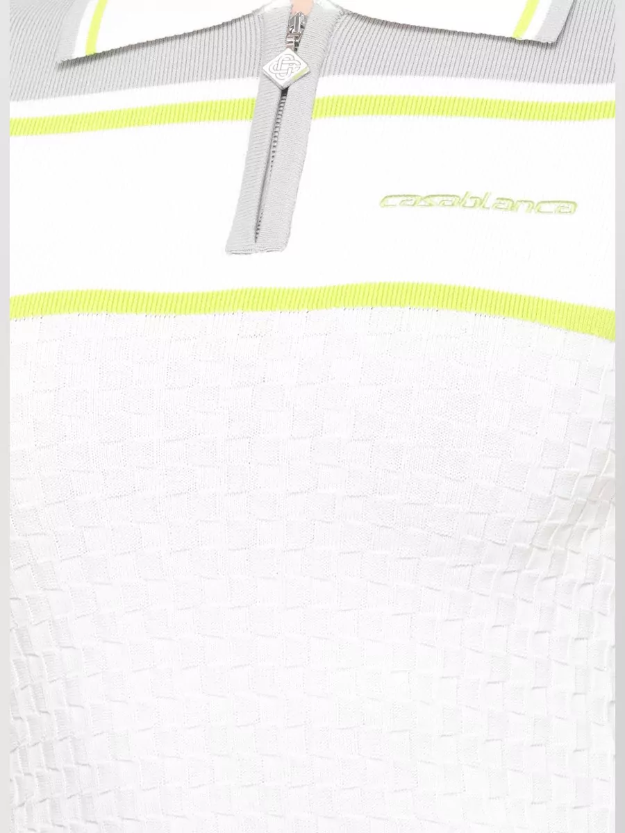 Casablanca Textured Polo Shirt Contrast Trim Collar