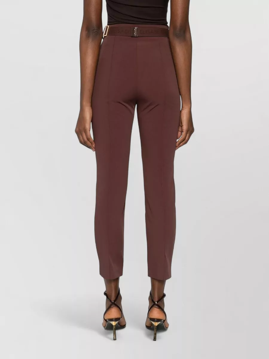 Elisabetta Franchi High Rise Cropped Trousers Belted Waist Pockets