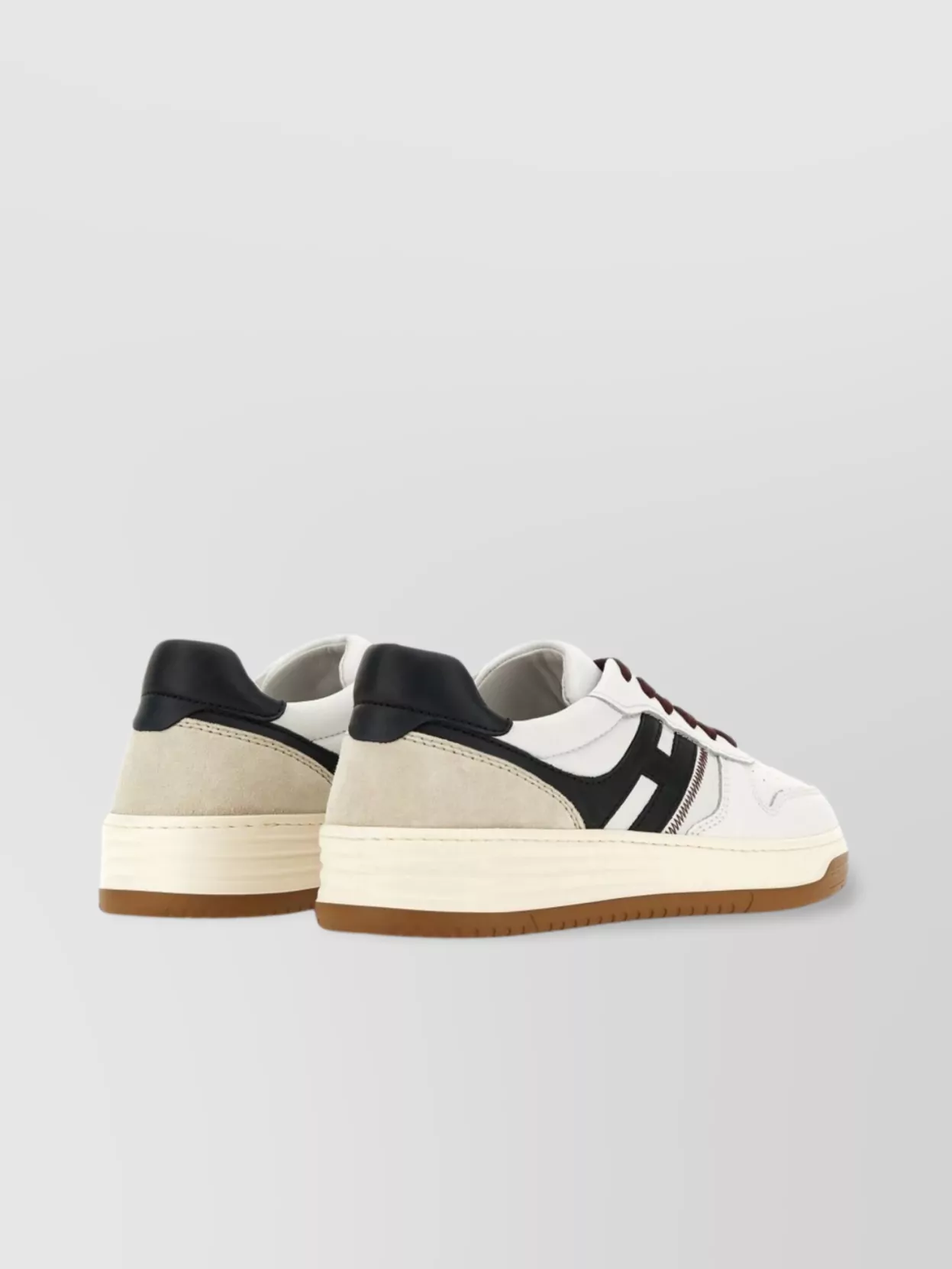 Hogan Leather Sneakers With Contrast Sole And Stitching