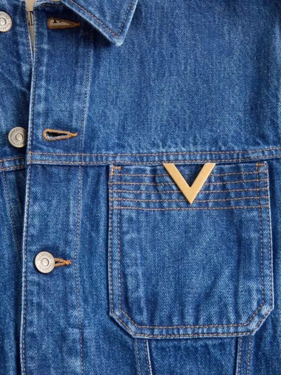 Valentino Garavani Denim Jacket Vlogo Signature Chest Pockets