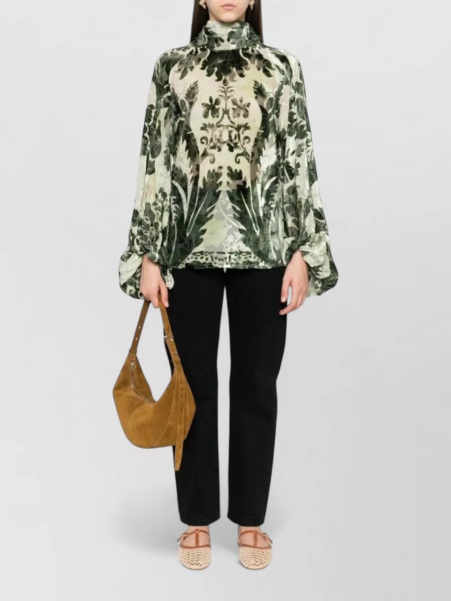 F.r.s For Restless Sleepers Silk Floral-Print Tie-Neck Blouse