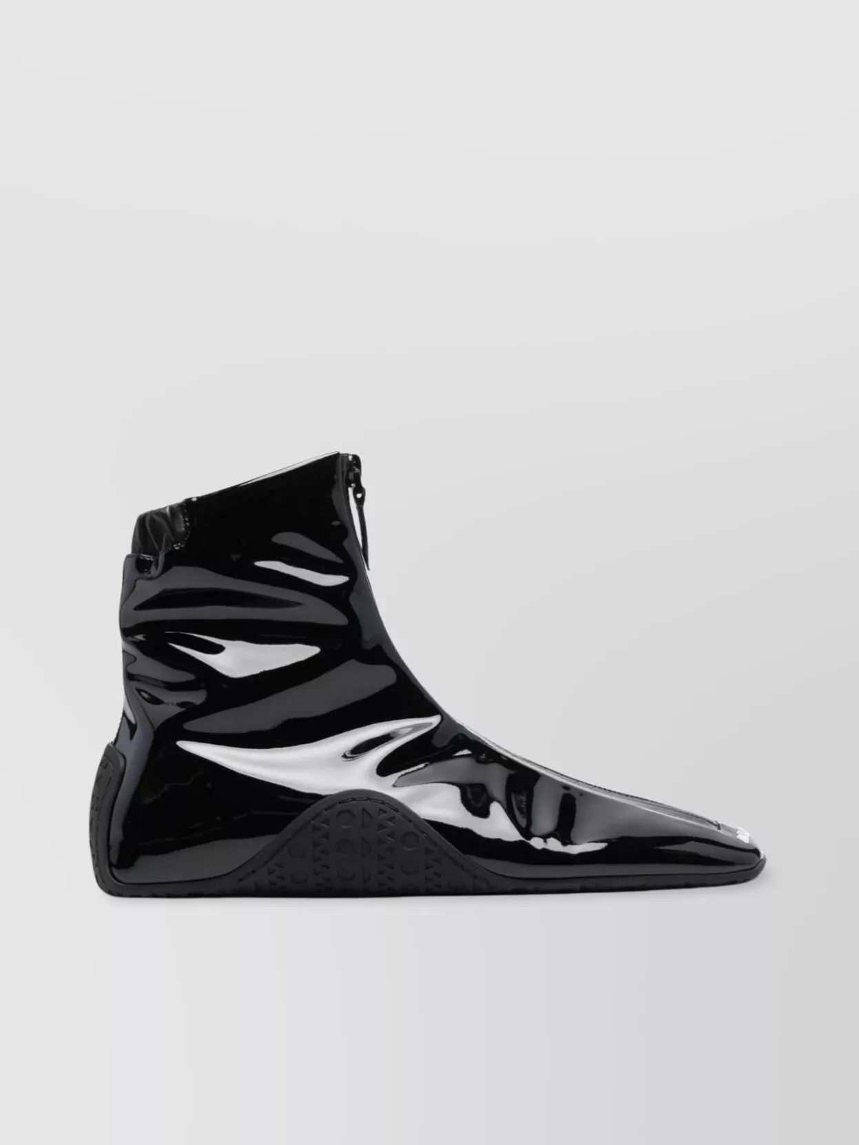 Shop Alaïa Stretch Patent Fabric Ankle Length Sneakers In Black