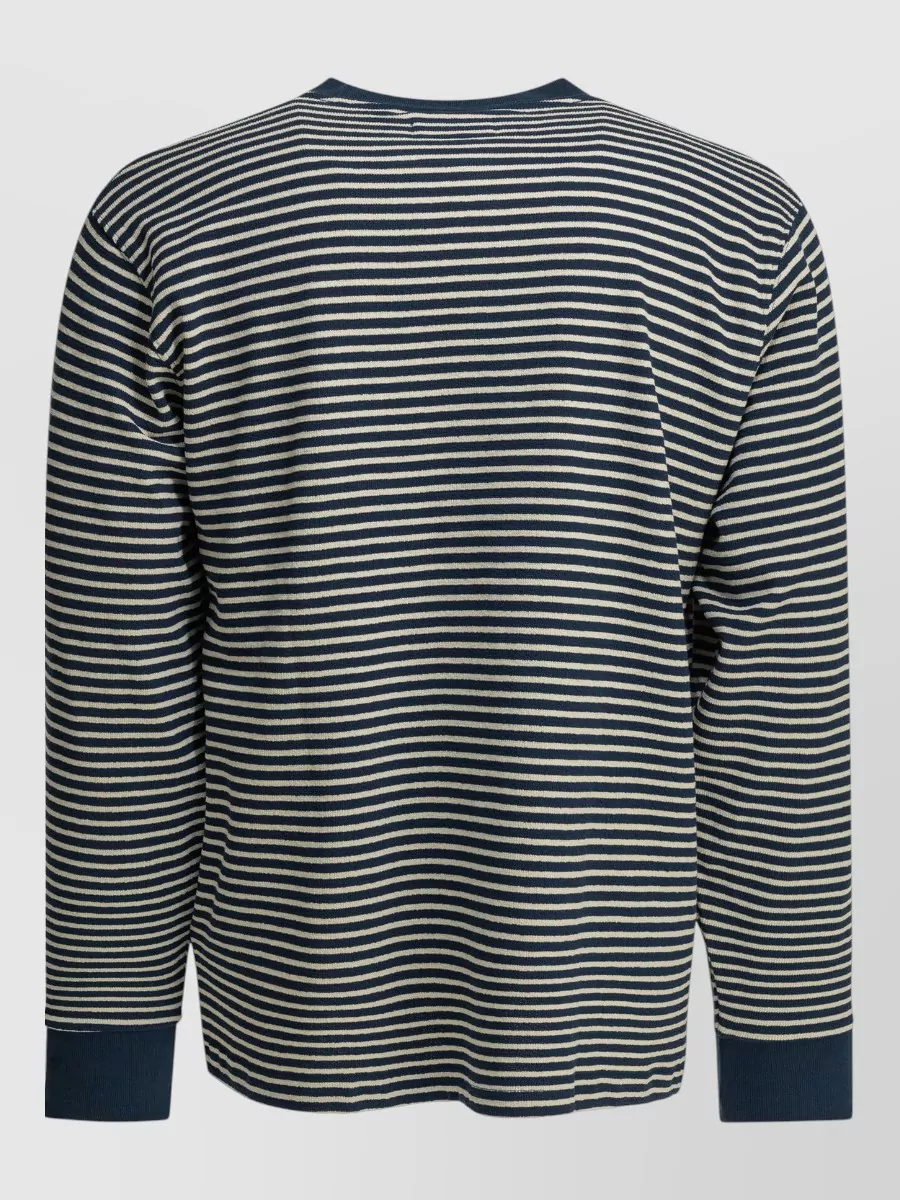 Beams Plus Striped Cotton Crewneck Sweatshirt