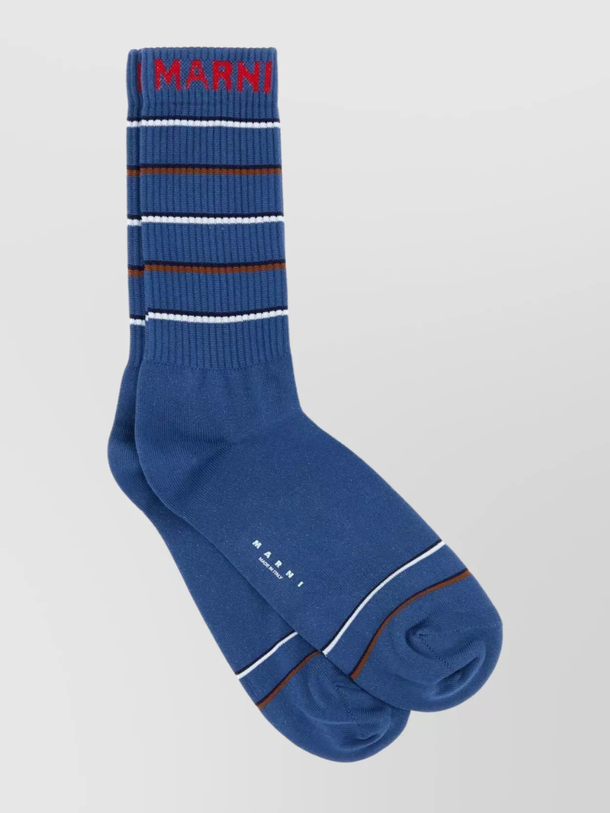 Shop Marni Ribbed Cuff Socks With Contrast Stripe Detail