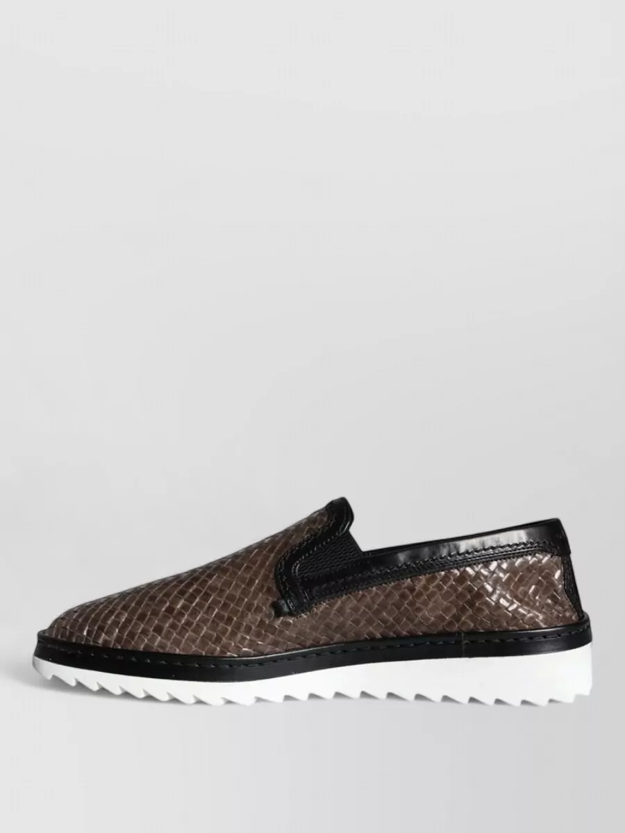 Dolce&Gabbana Leather Woven Slip-On Sneakers