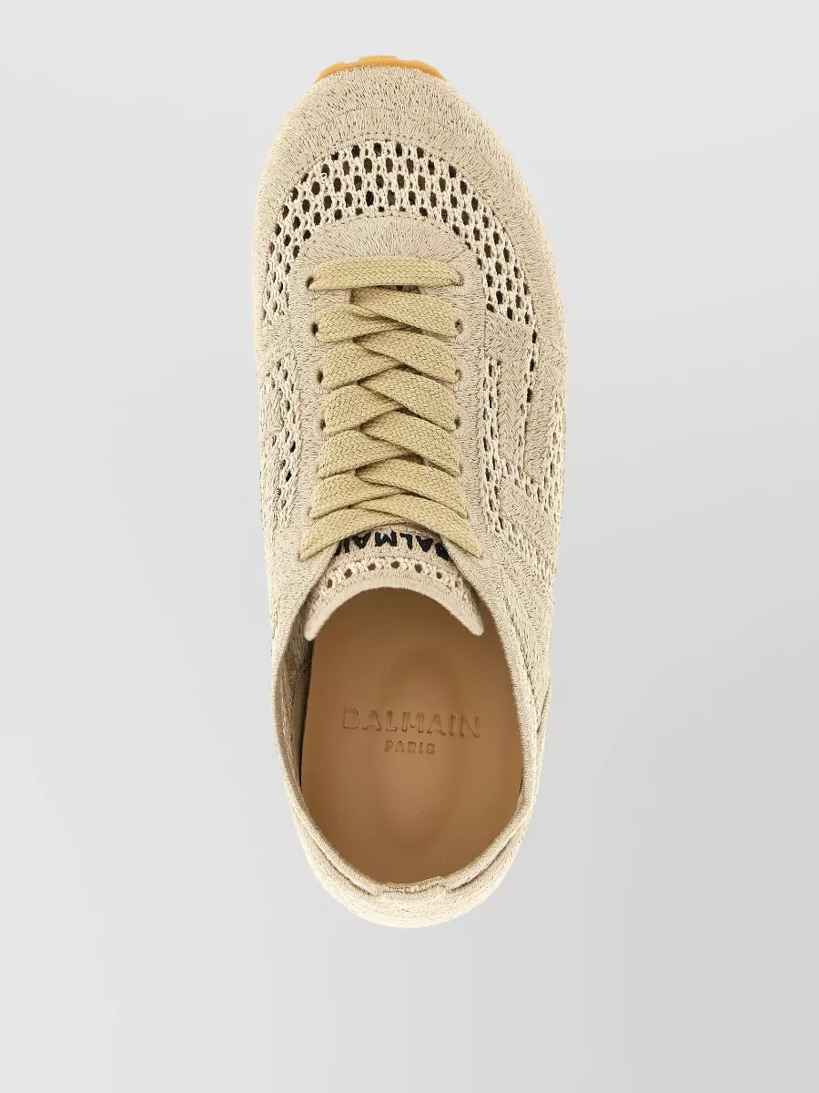 Balmain Macramé Lace-Up Sneakers