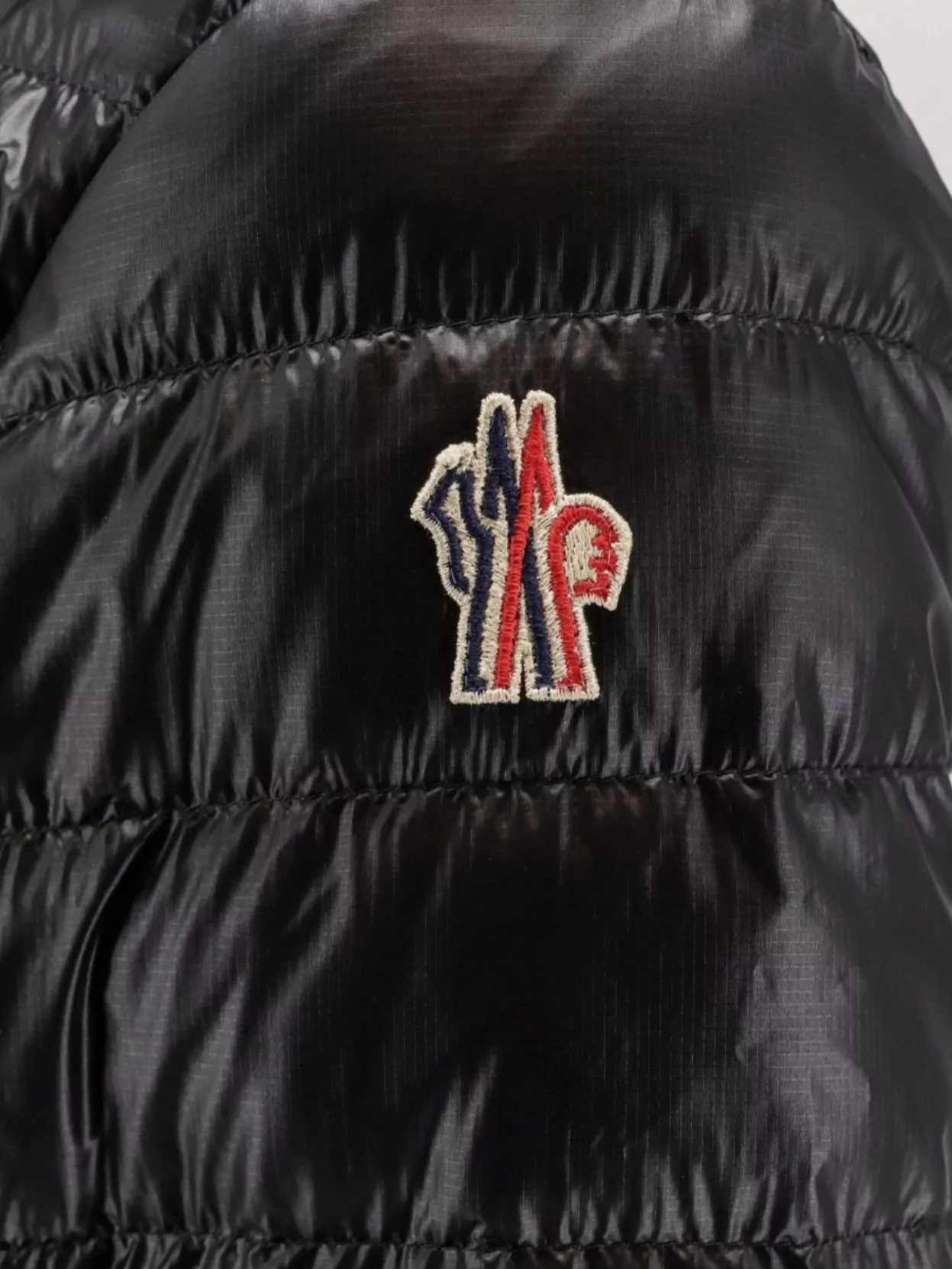 Moncler Nylon Down Jacket High Collar In Brown