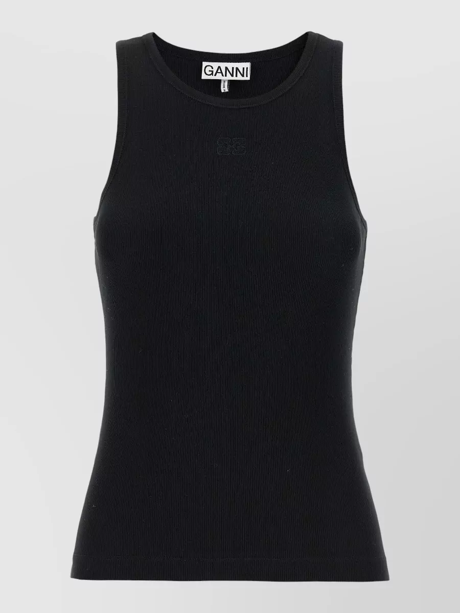 Ganni ribbed cotton sleeveless tank top