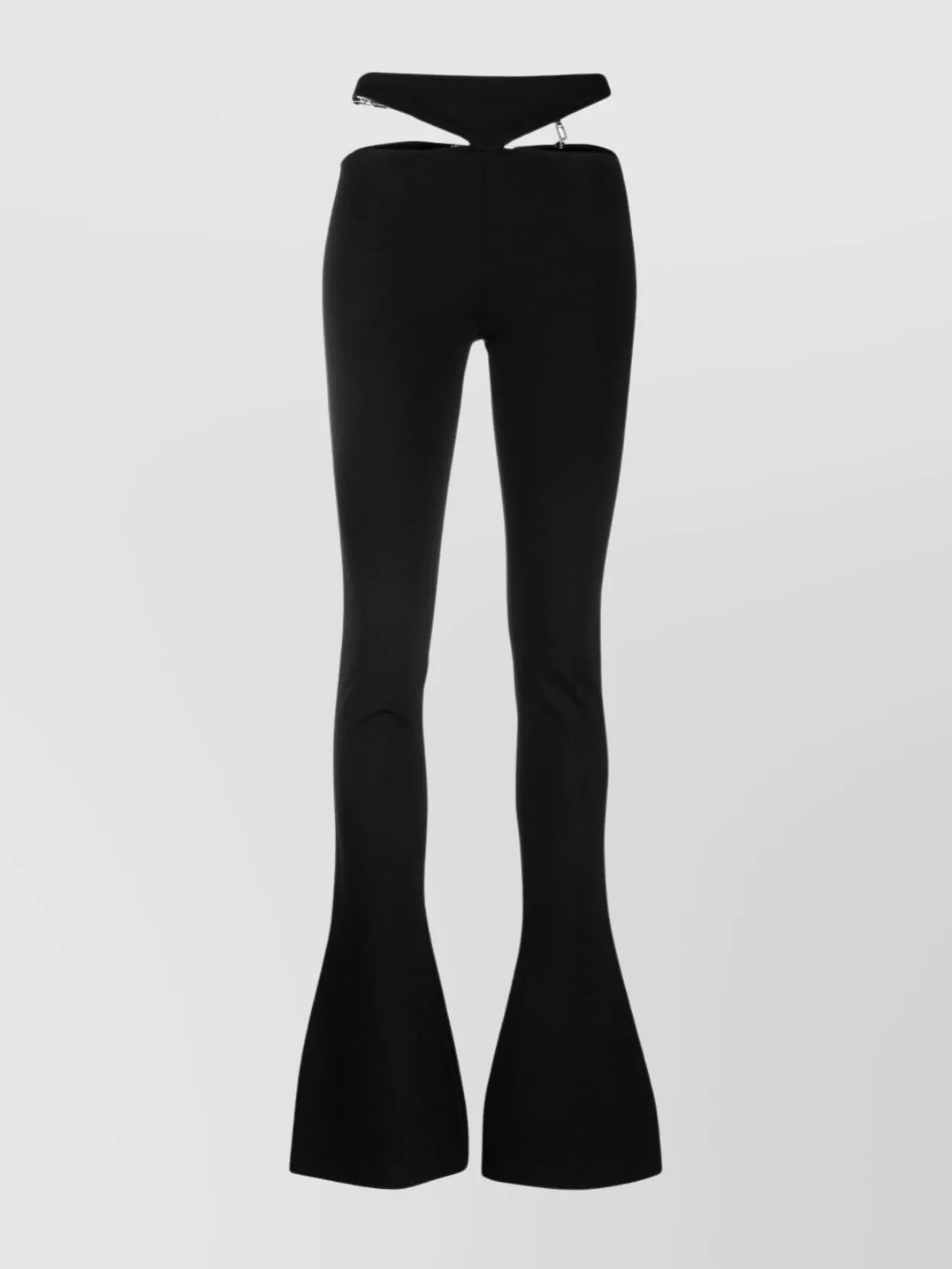 Shop Attico Flared High-waisted Trousers With Stretch Design And Cut-out Detailing In Black