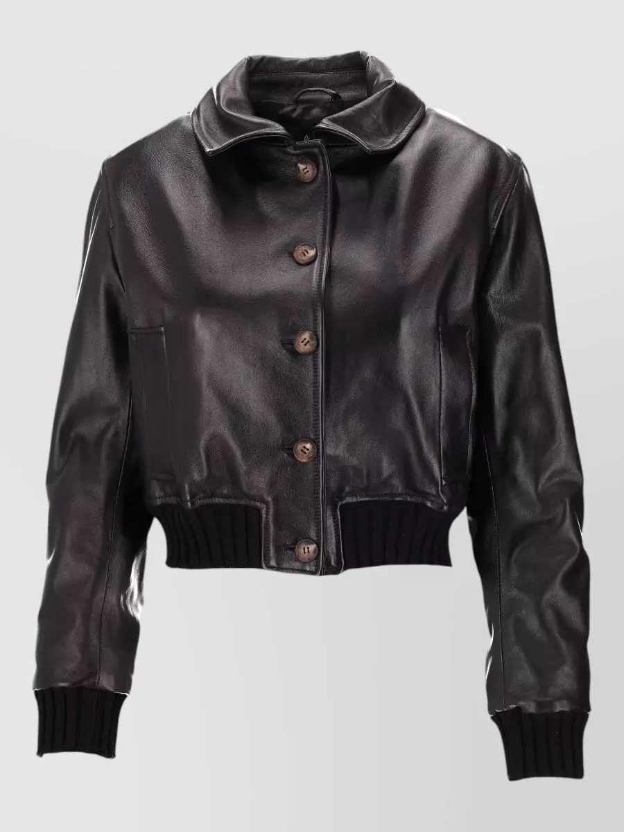 La Rose leather cropped jacket