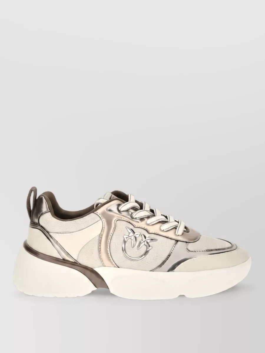 Pinko Calf Leather Chunky Low-Top Sneakers