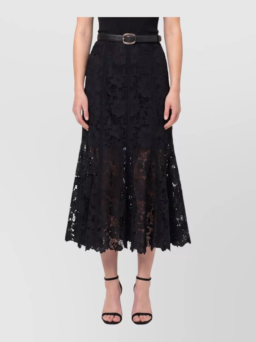 Self-Portrait lace high-rise slim-fit a-line midi skirt