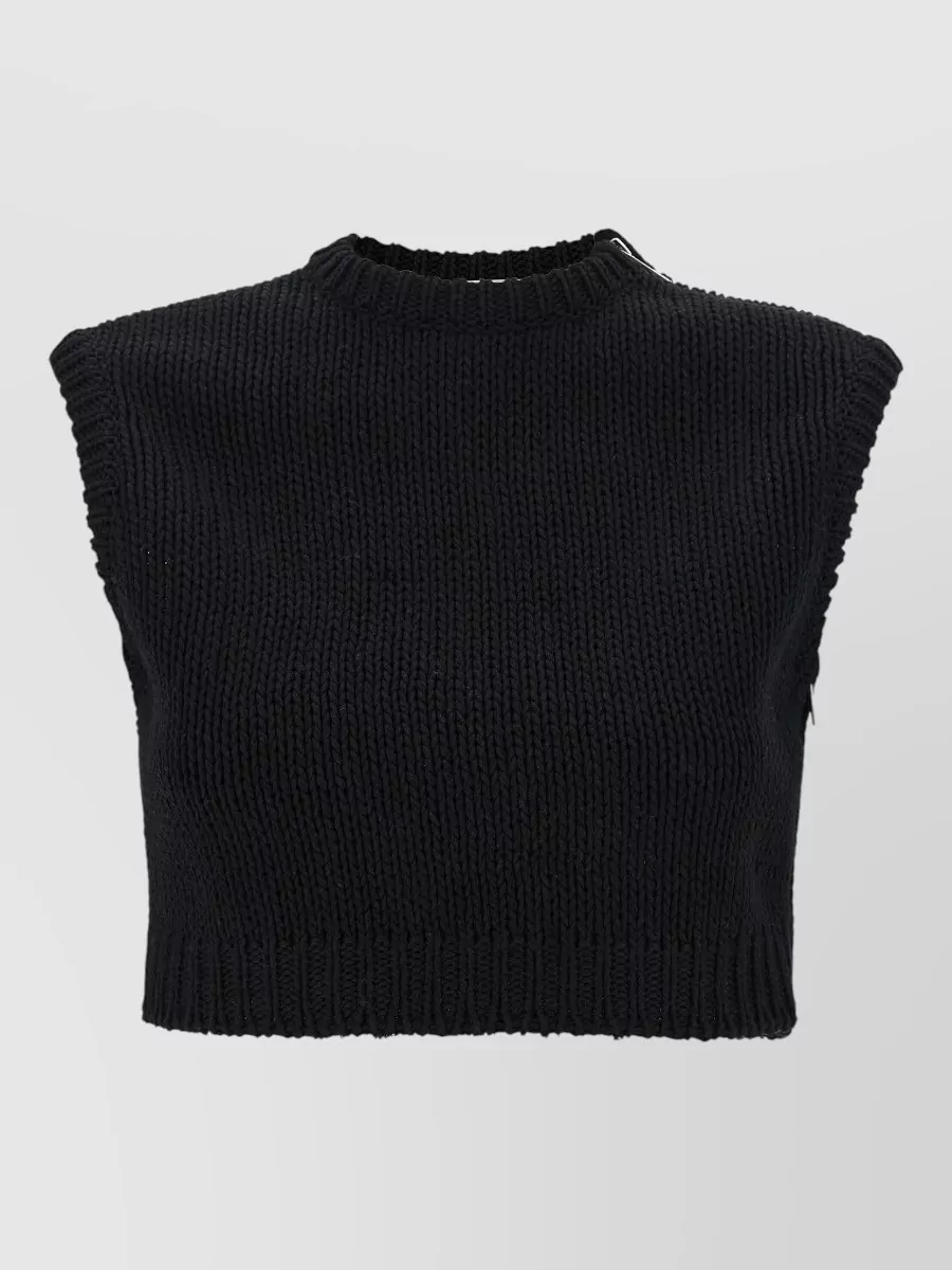 Max Mara Cropped sleeveless zip-detail knitted top