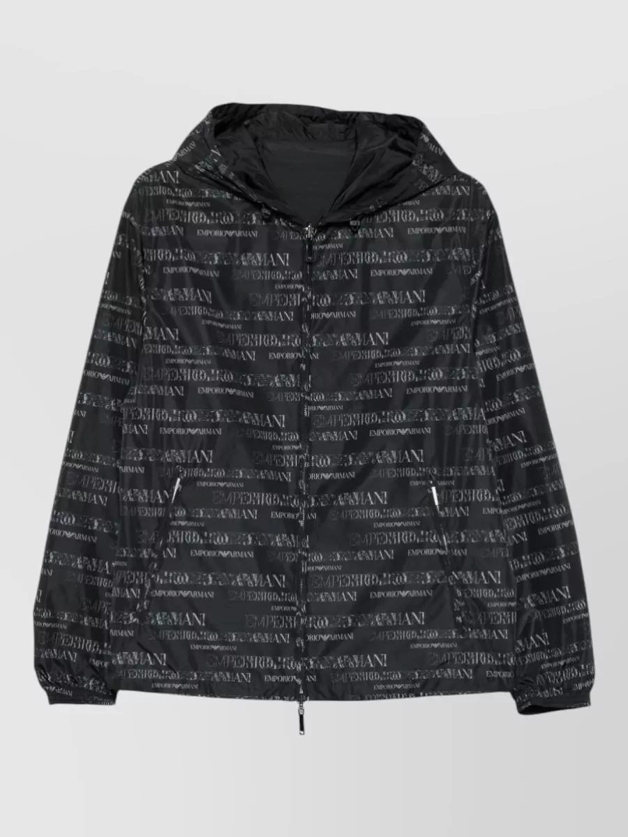 Emporio Armani Logo-print hooded raincoat