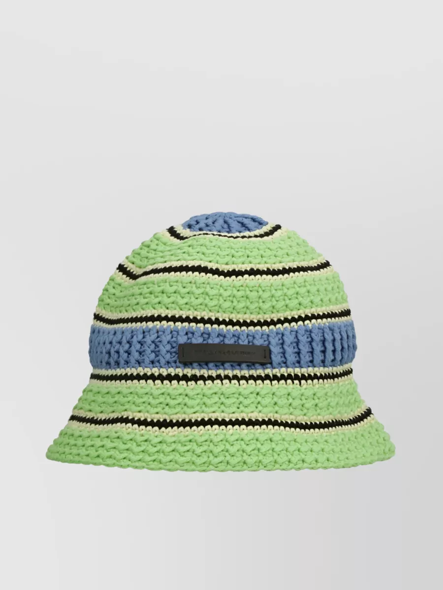 Shop Stella Mccartney Logo Patch Crochet Knit Bucket Hat In Pastel