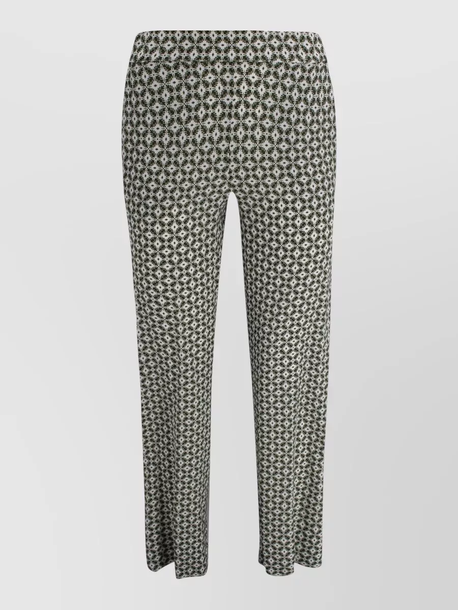 Whyci Straight Leg Trousers All Over Print In Black