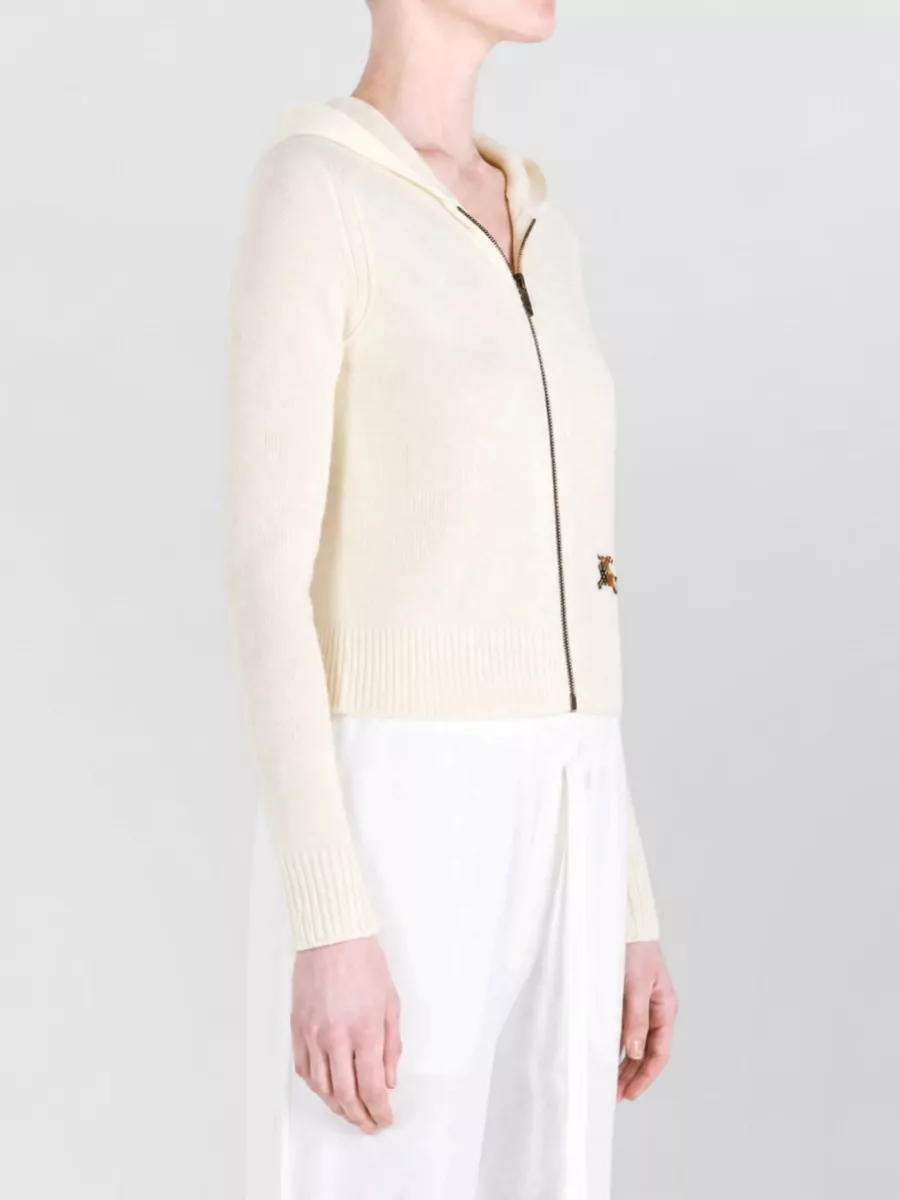 Burberry Cashmere Wool Hooded Zip Cardigan