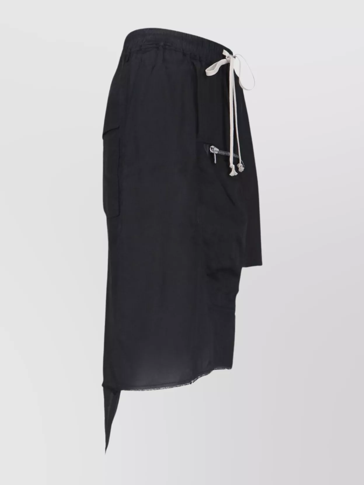 Rick Owens Midi Skirt With Asymmetric Hem And Pockets In Black