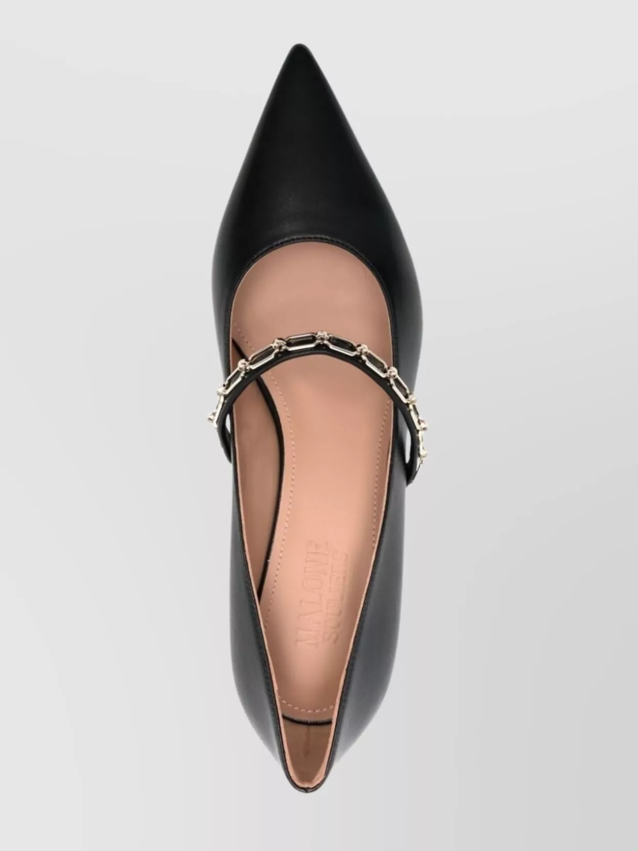 Malone Souliers Chain Kitten Heel Pointed Toe Ballerinas