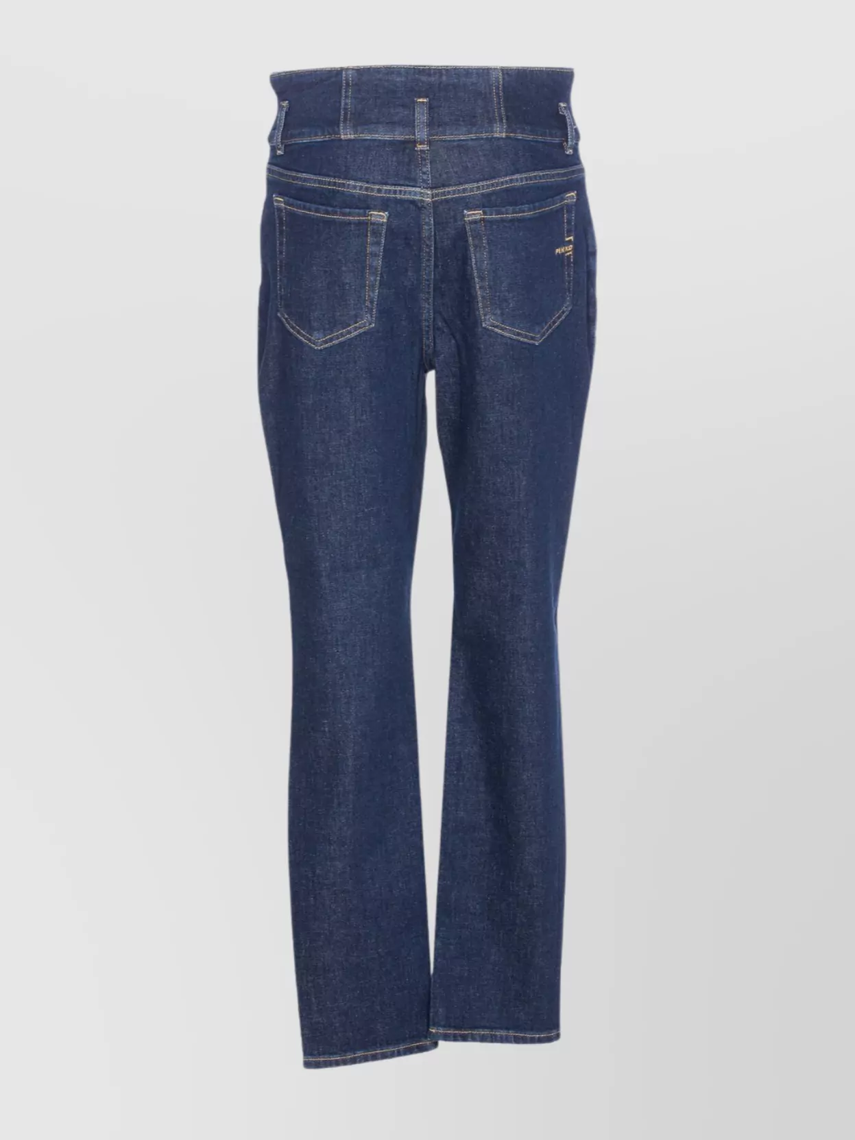 Pinko Trousers Featuring Contrast Stitching And High Waist In Blue