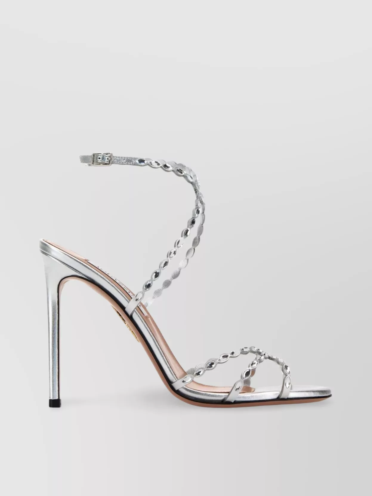 Aquazzura Heeled Sandals With Metallic Finish And Thin Straps