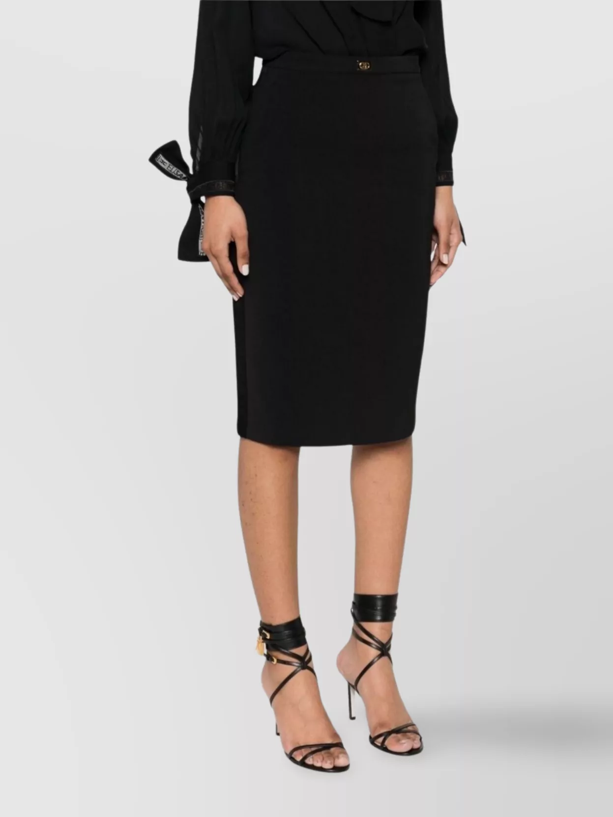 Elisabetta Franchi High Waist Knee-Length Skirt With Rear Slit