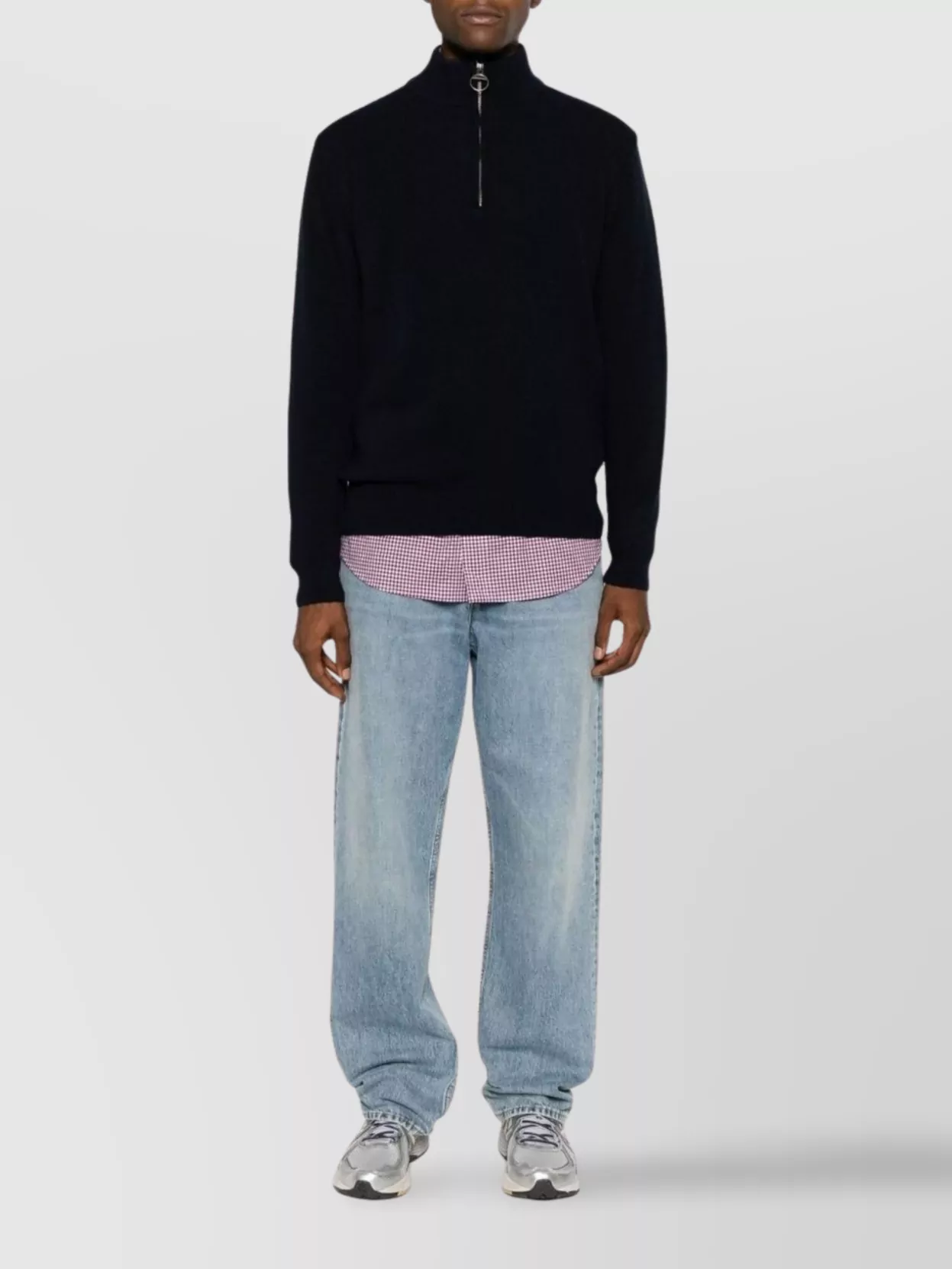 Barbour Ribbed Knit Half-zip Sweater With Classic Funnel Neck And Elbow Patches In Black