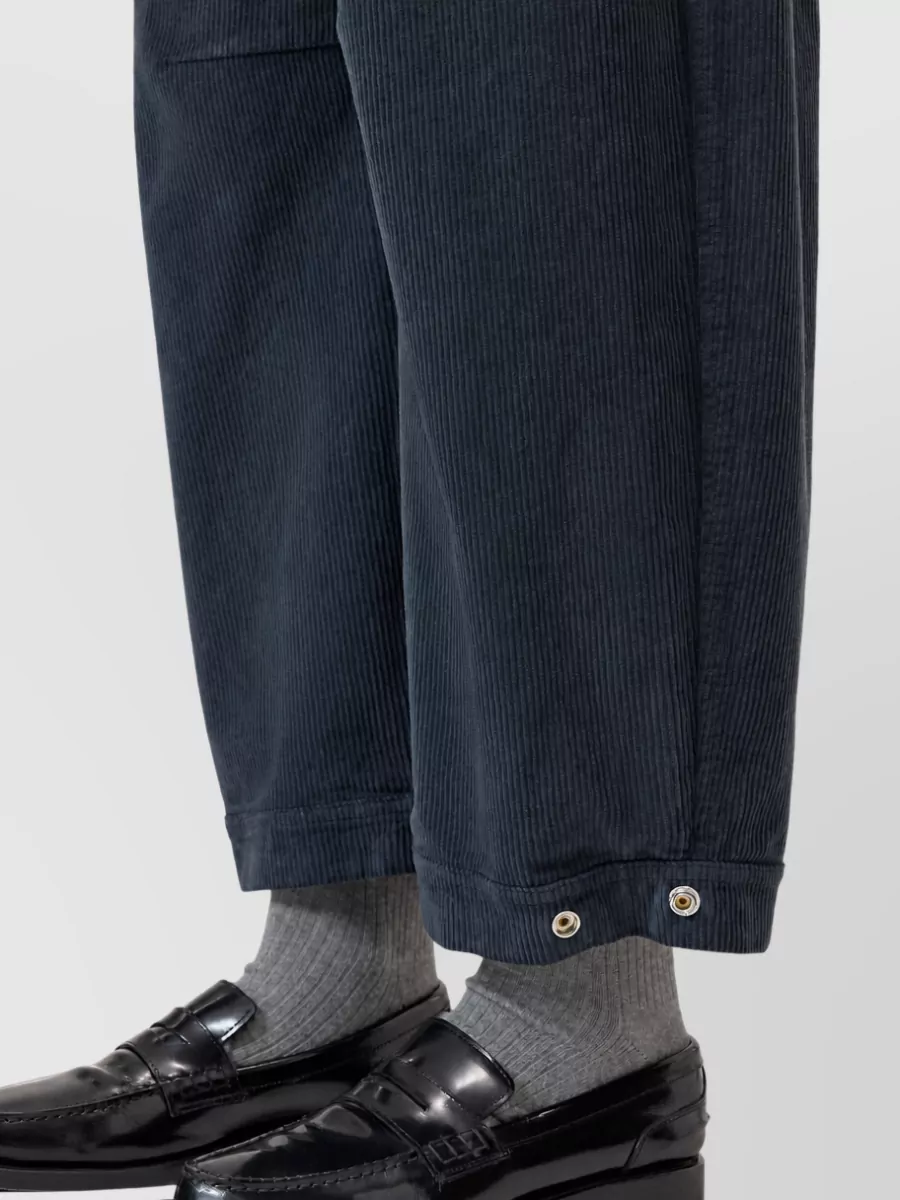 Closed Corduroy Mid-Rise Cropped Barrel-Leg Trousers