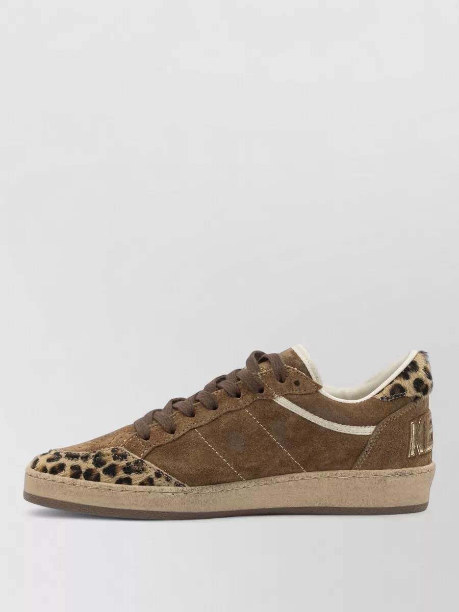 Golden Goose Ball Star Sneakers Low Profile Suede Leopard