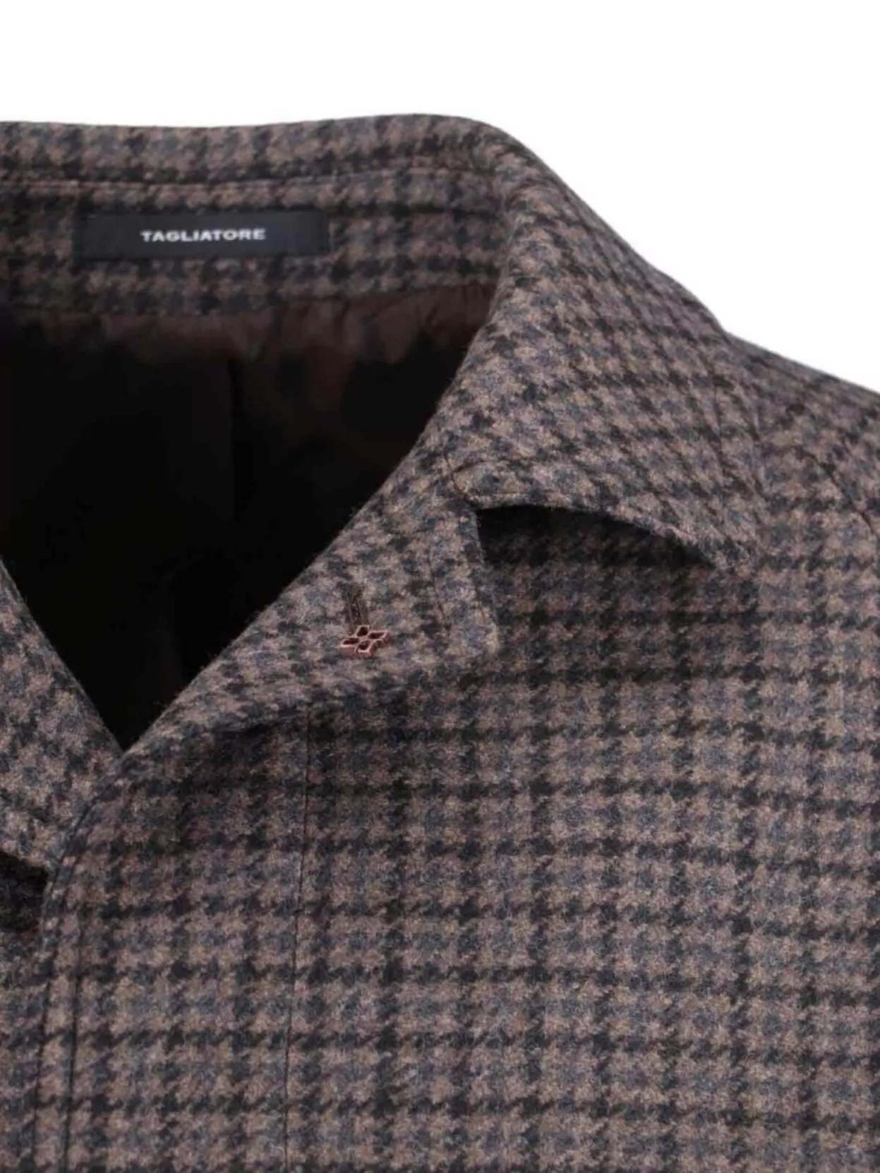 Tagliatore Long Houndstooth Jacket Notched Collar