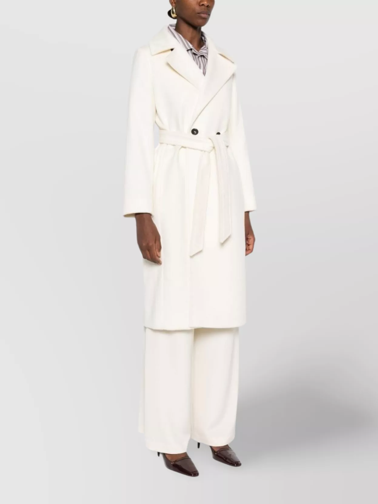 S Max Mara Double Breasted Long Belted Coat