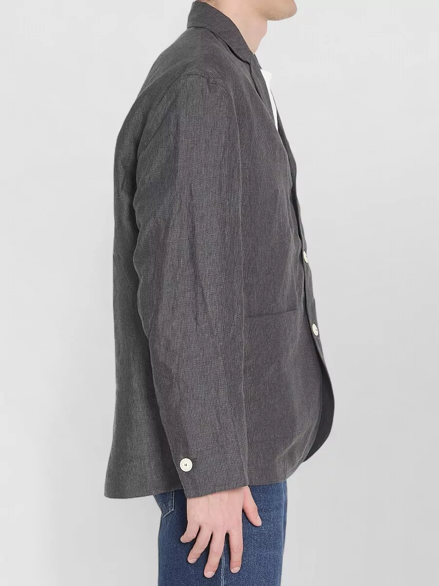 Jacquemus Linen Micro-Striped Single-Breasted Blazer