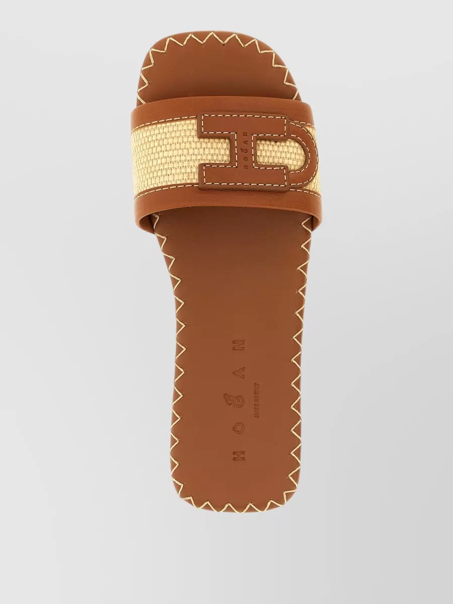 Hogan Leather And Raffia Sandals