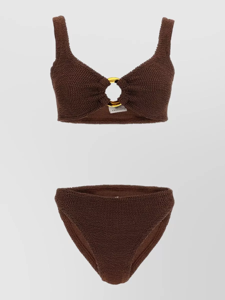 Hunza G Textured V-Neck Bikini Set