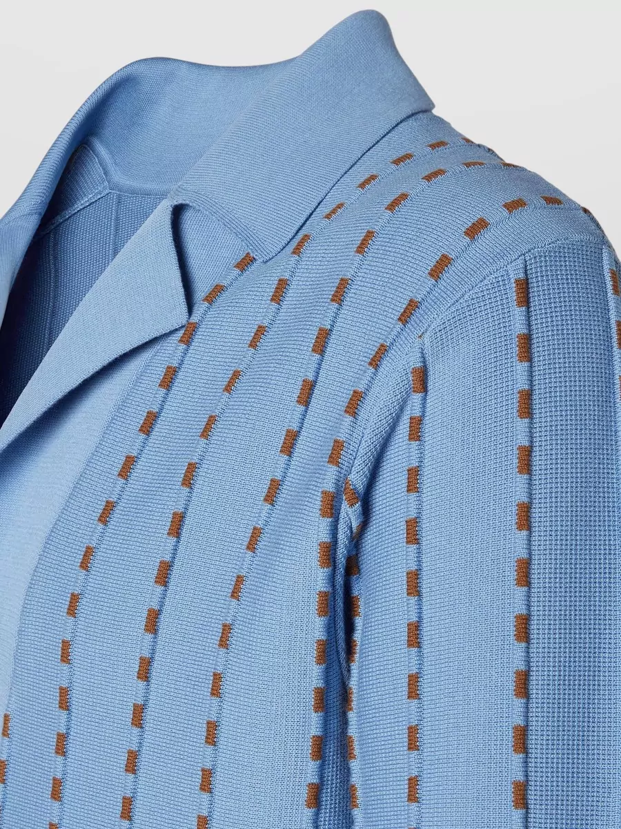 Fendi Cotton Ribbed Long-Sleeve Polo Sweater