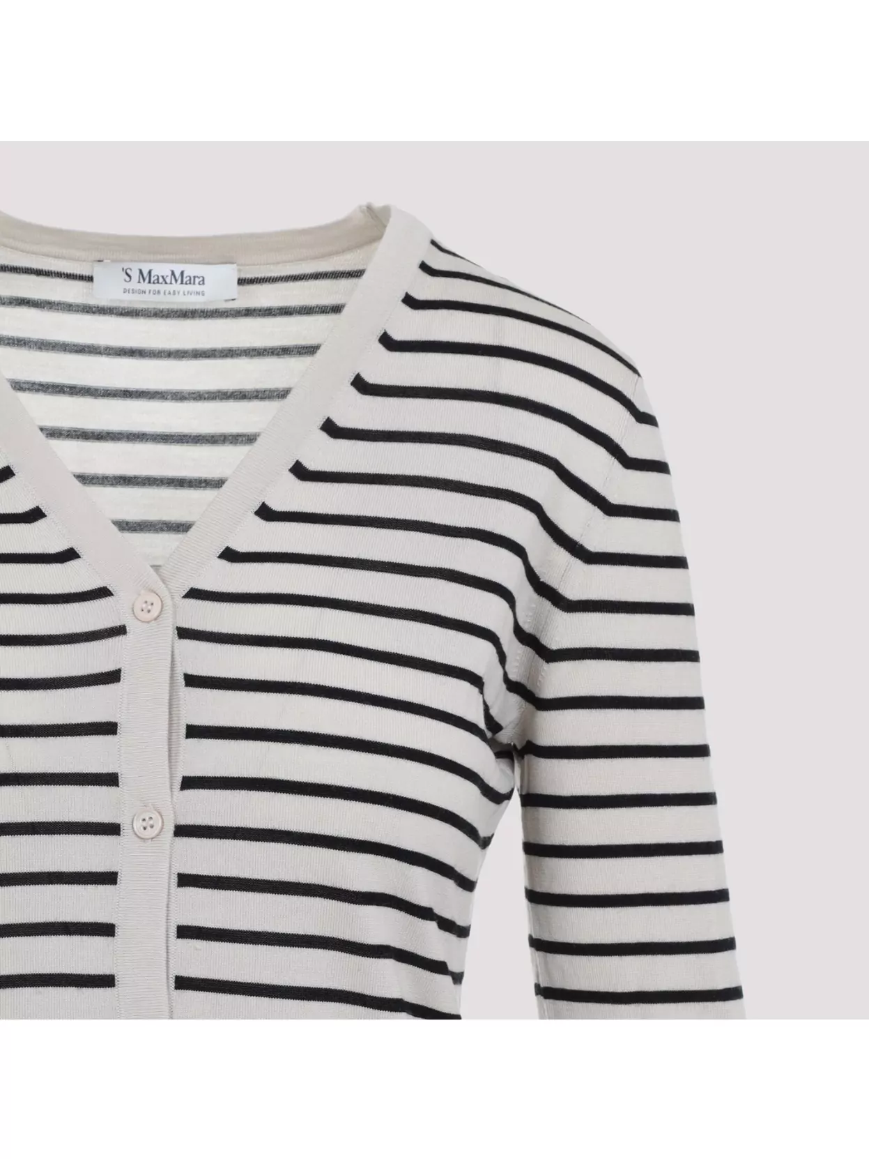 'S MAX MARA STRIPED WOOL CARDIGAN WITH SIDE POCKETS