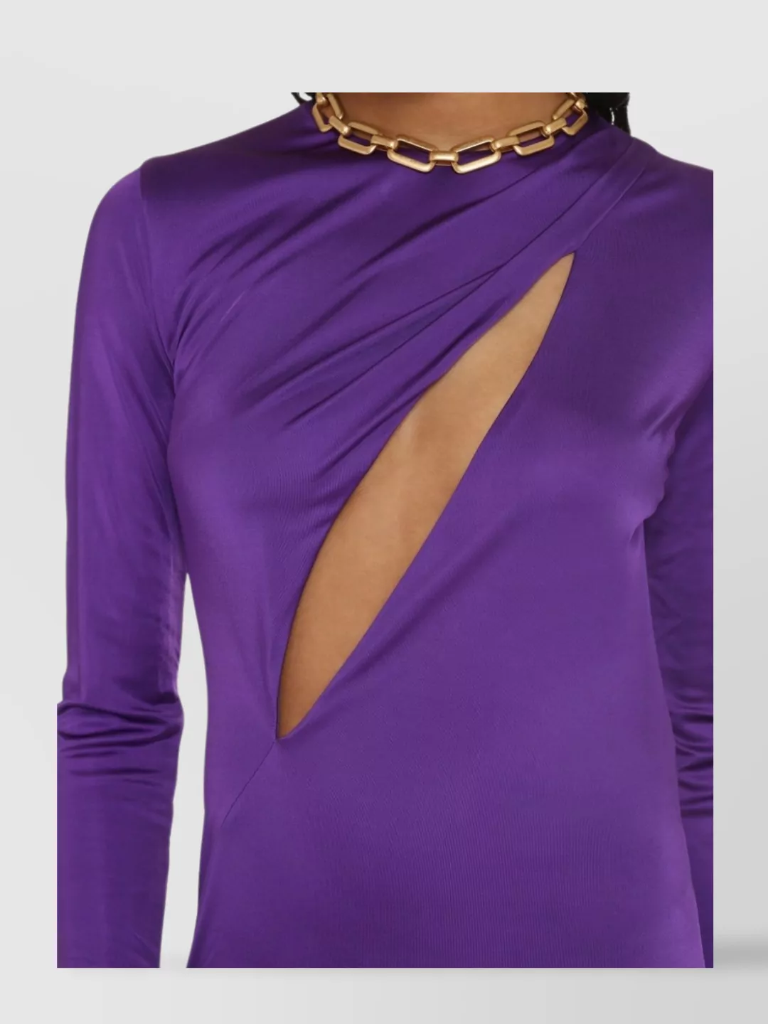 Shop Versace Stretch Fabric Mini Dress With Ruched Cut-outs