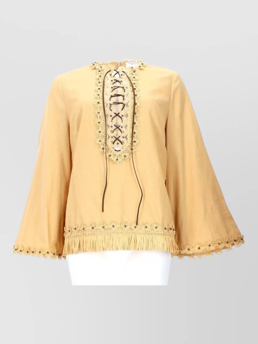 Zimmermann fringed cotton blouse