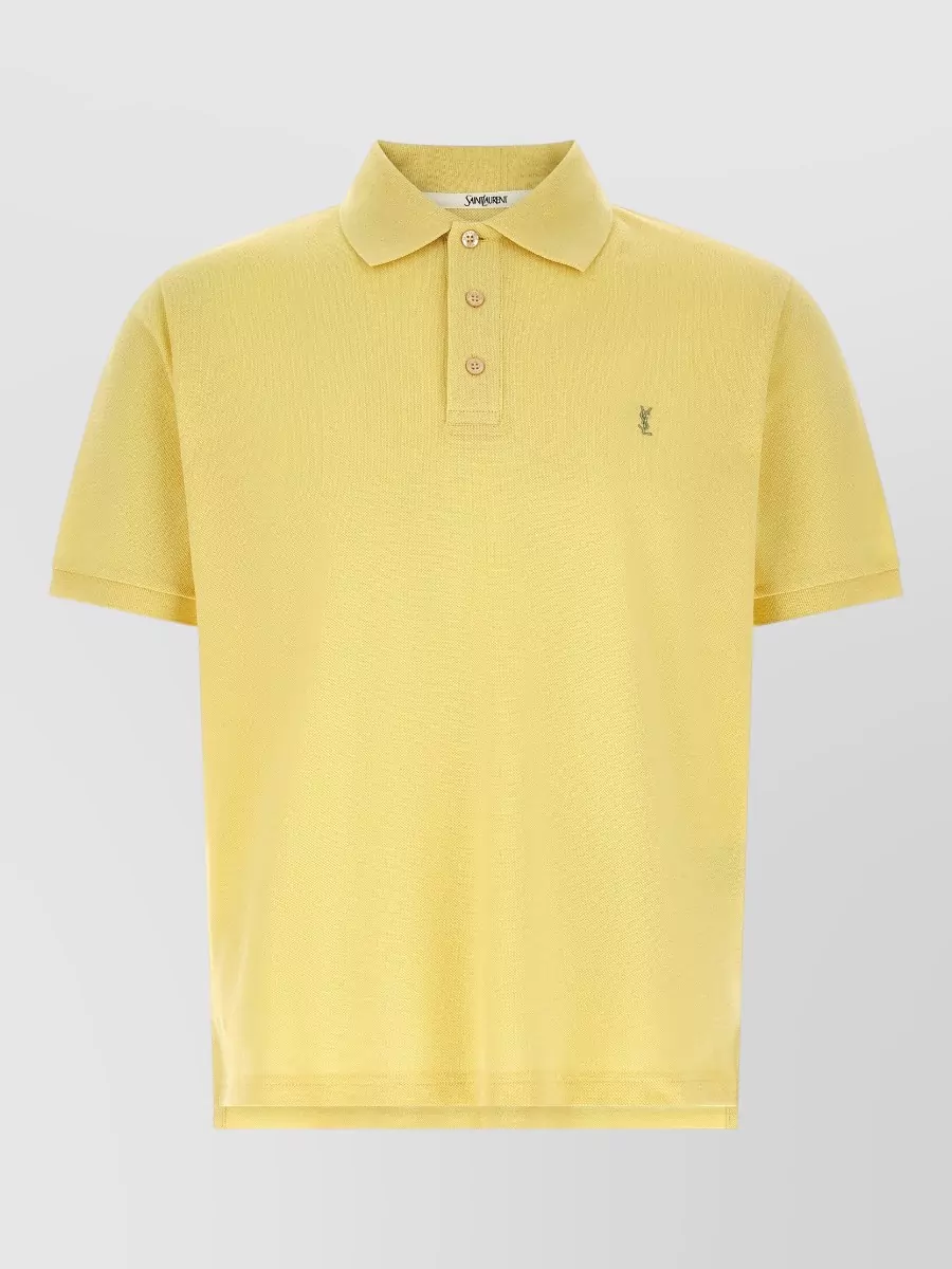 Saint Laurent Cotton Piqué Short-Sleeve Polo Shirt